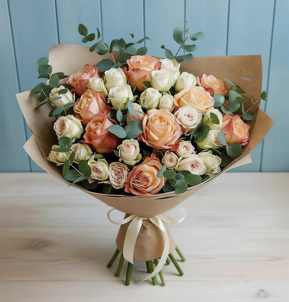 Букет цветов из: Альстромерии и Розы в Нестерово