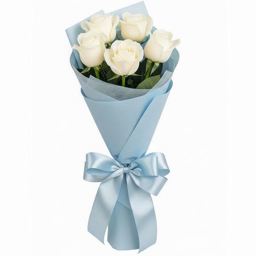 Букет 5 Белых роз Проуд в Нестерово