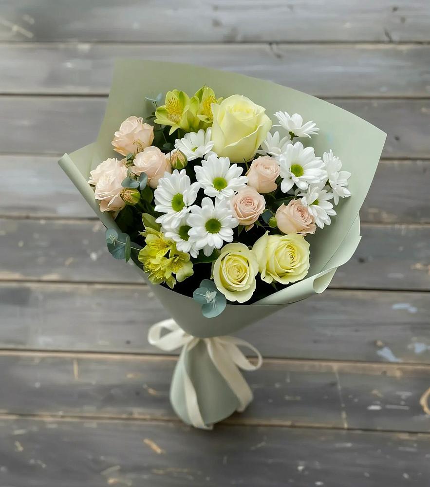 Букет цветов из: Альстромерии, Розы и Хризантемы в Нестерово