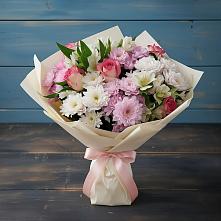 Букет цветов из:  Хризантемы, Альстромерии и Розы в Нестерово