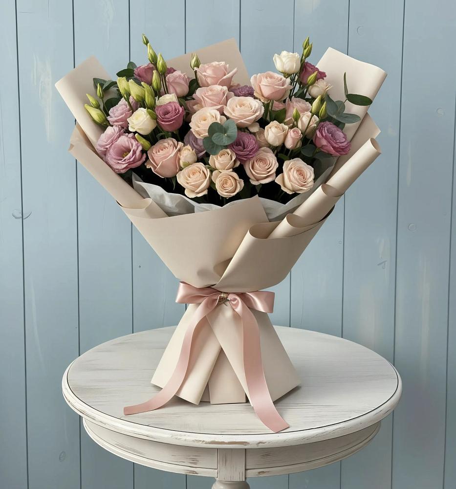 Букет цветов из: Розы и Лизиантусы в Нестерово