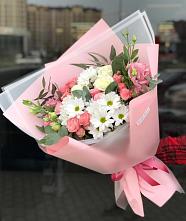Букет цветов из:  Розы, Лизиантусы и Хризантемы в Нестерово