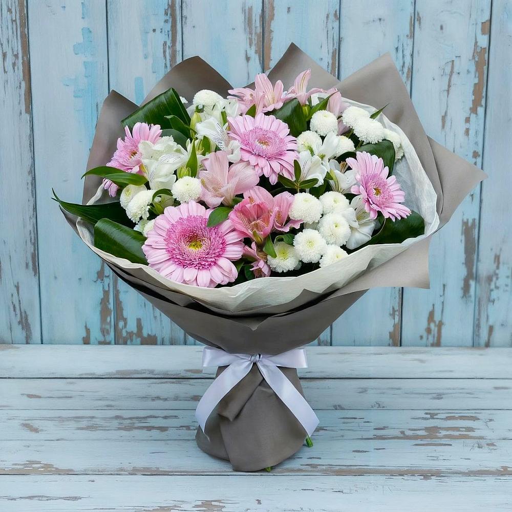 Букет цветов из: Герберы, Альстромерии и Хризантемы в Нестерово
