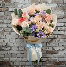 Букет цветов из:  Розы, Лизиантусы и Гвоздики в Нестерово